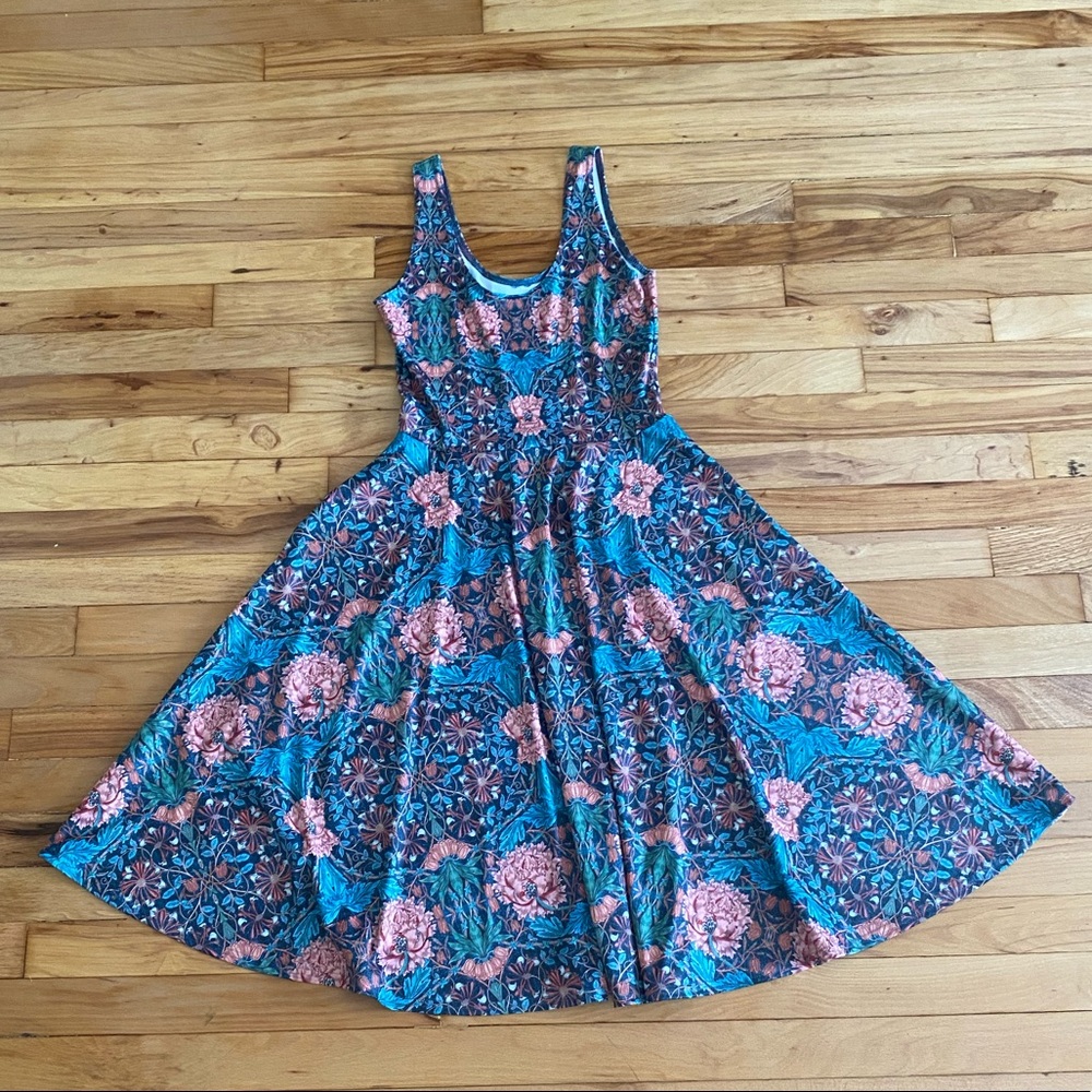 BlackMilk William Morris Honeysuckle Scoop Midi Skater Dress